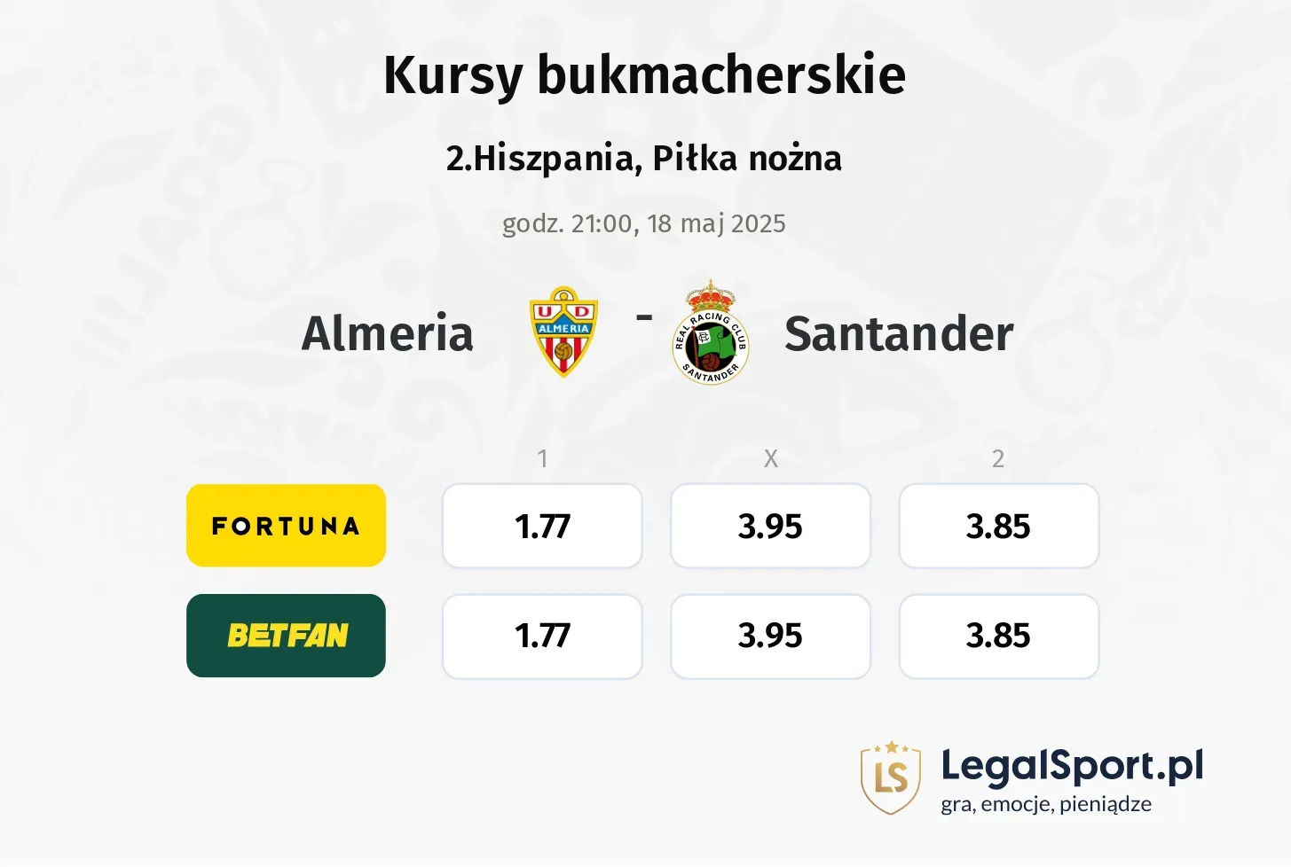 Almeria - Santander promocje bonusy na mecz