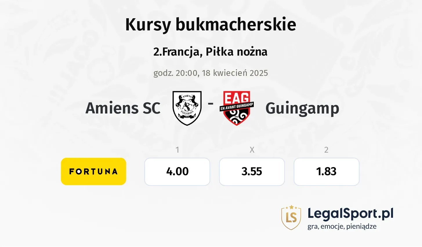 Amiens SC - Guingamp typy, kursy