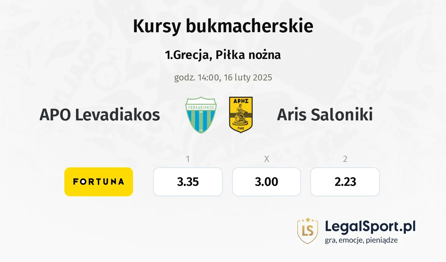 APO Levadiakos - Aris Saloniki typy, kursy