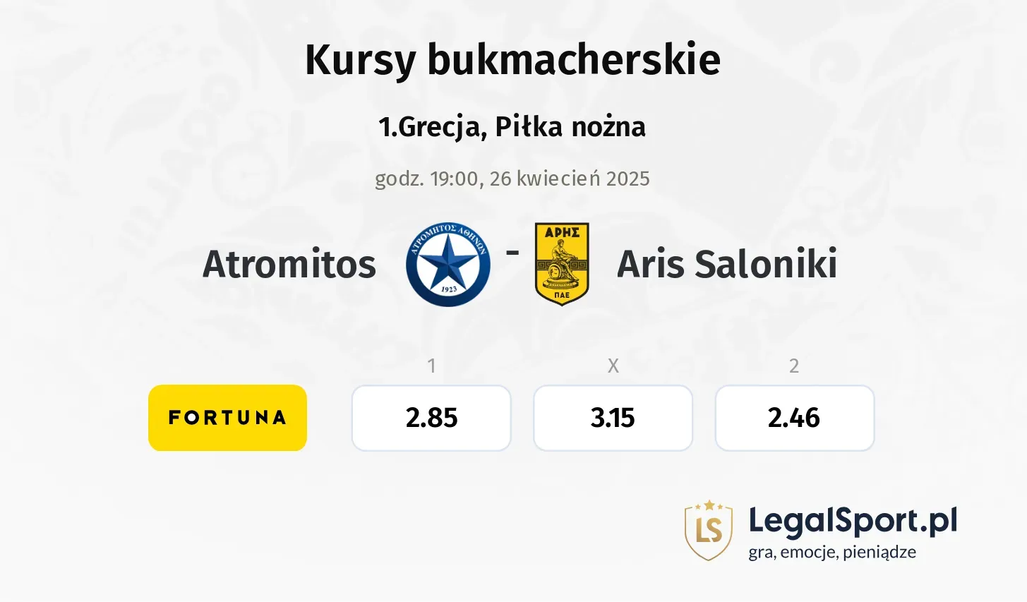 Atromitos - Aris Saloniki typy, kursy
