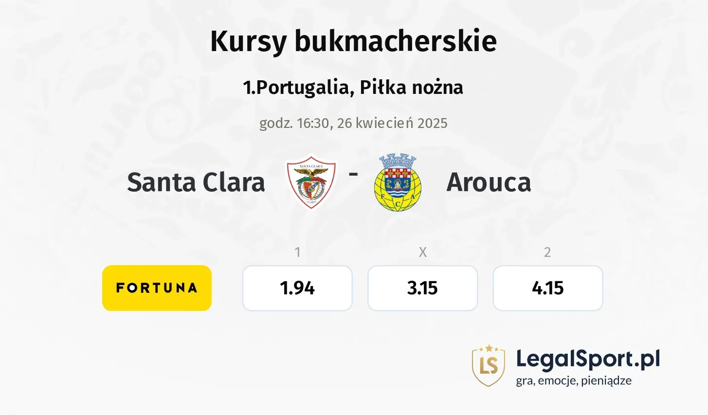 Santa Clara - Arouca typy, kursy