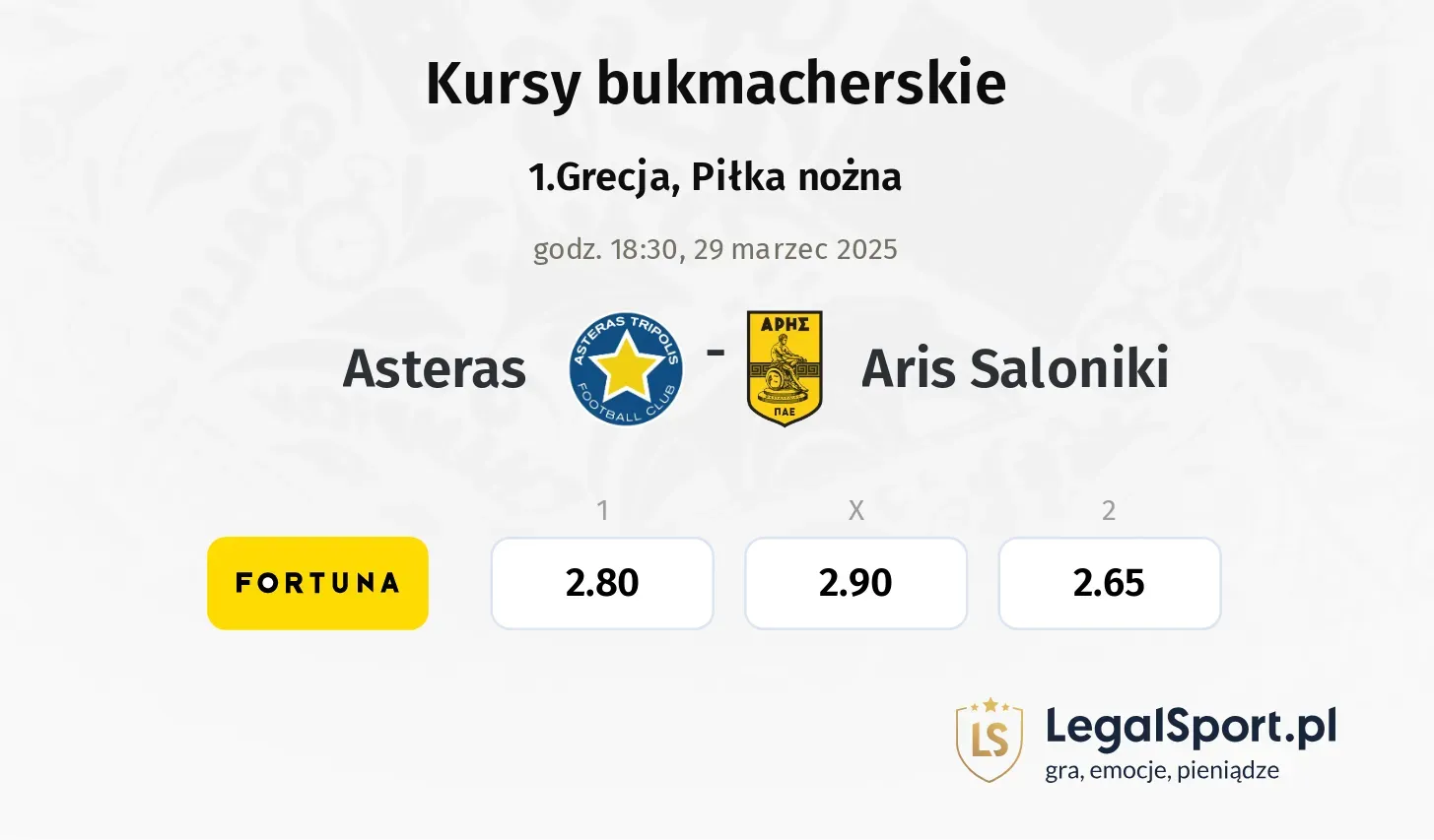 Asteras - Aris Saloniki typy, kursy