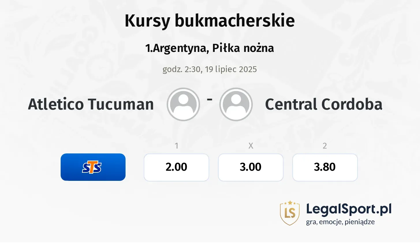 Atletico Tucuman - Central Cordoba typy, kursy