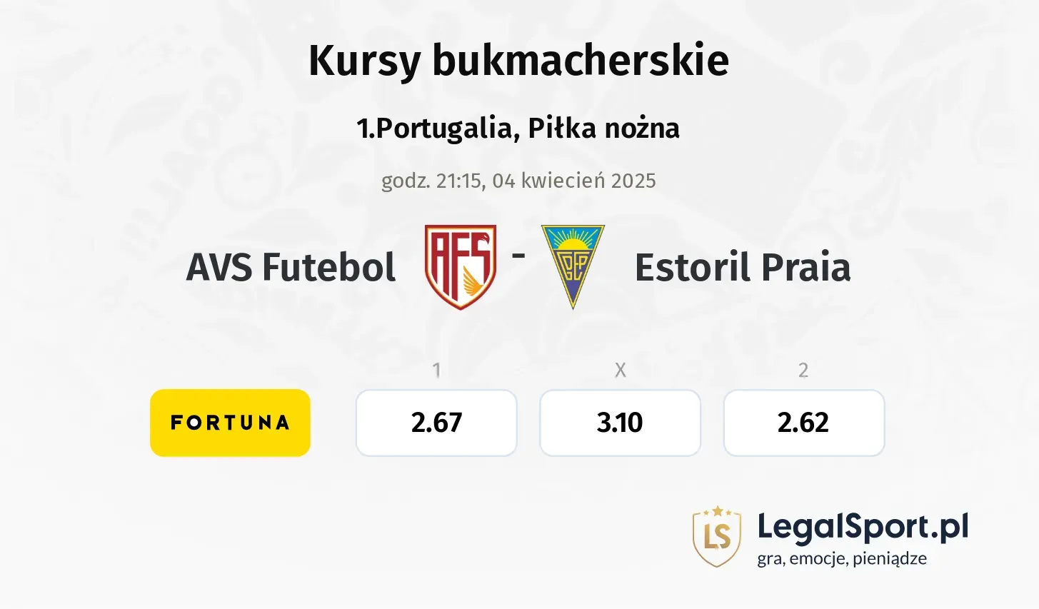 AVS Futebol - Estoril Praia typy, kursy