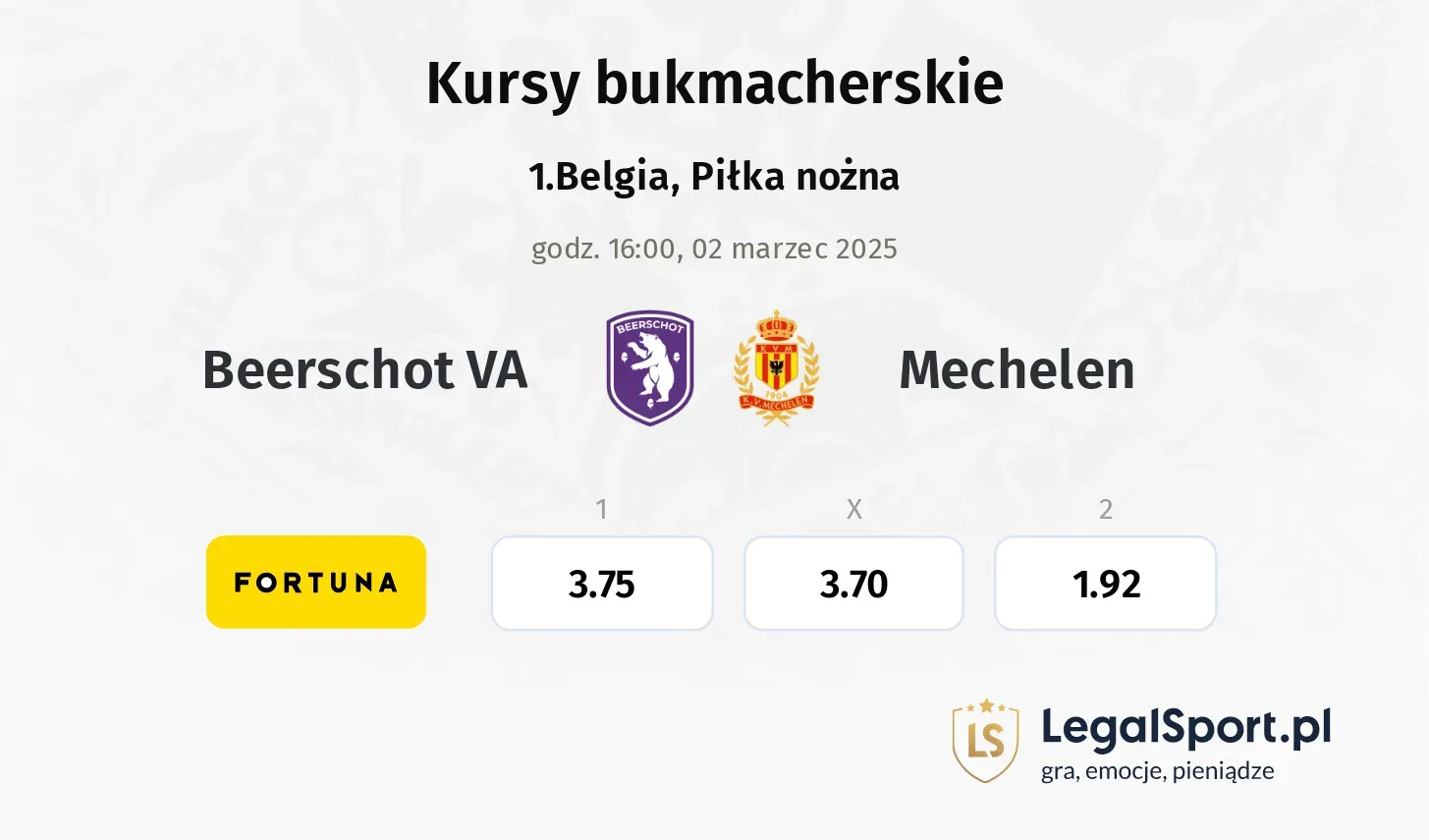 Beerschot VA - Mechelen typy, kursy