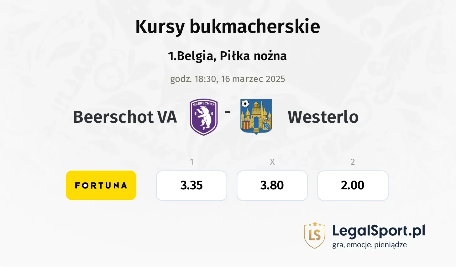 Beerschot VA - Westerlo typy, kursy