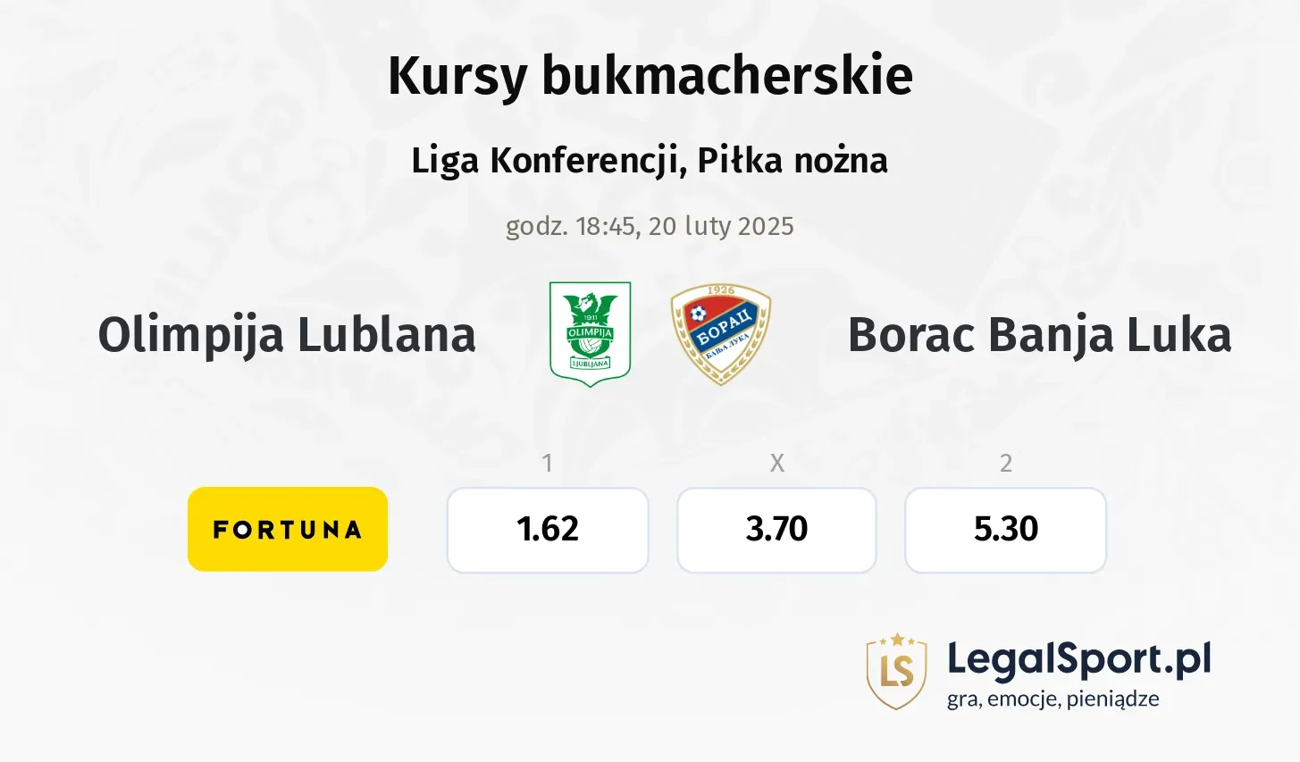 Olimpija Lublana - Borac Banja Luka typy, kursy