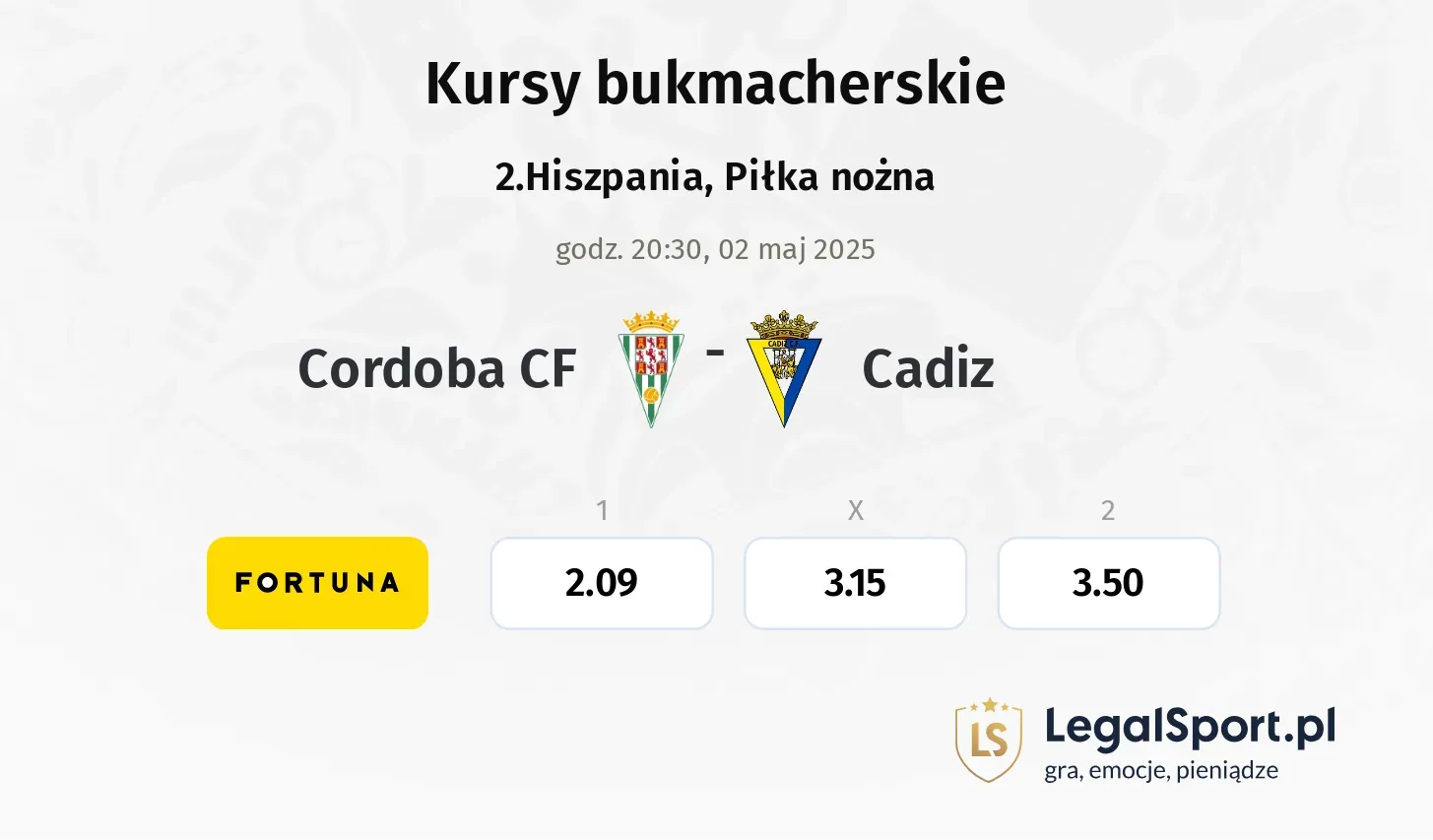 Cordoba CF - Cadiz typy, kursy