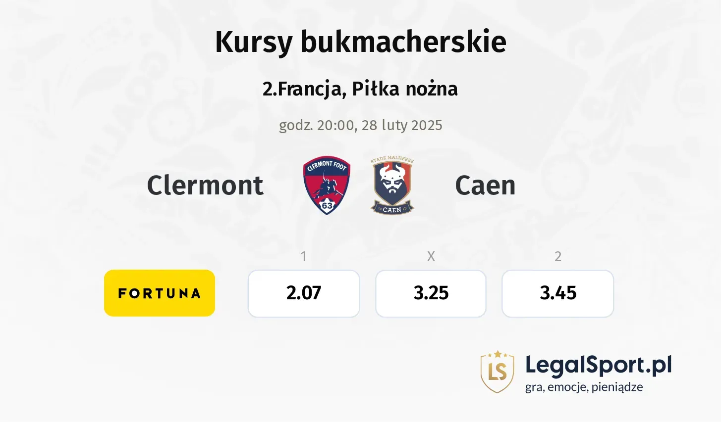 Clermont - Caen typy, kursy