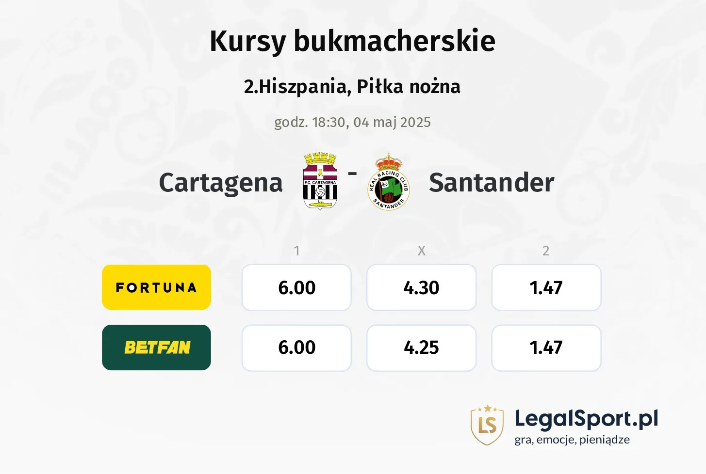 Cartagena - Santander promocje bonusy na mecz