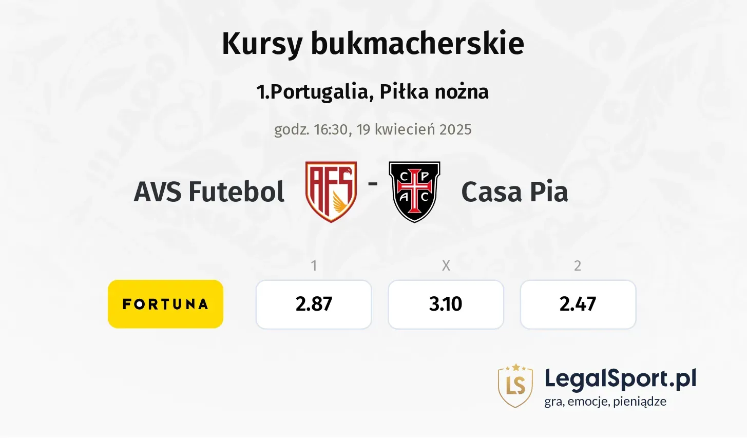 AVS Futebol - Casa Pia typy, kursy