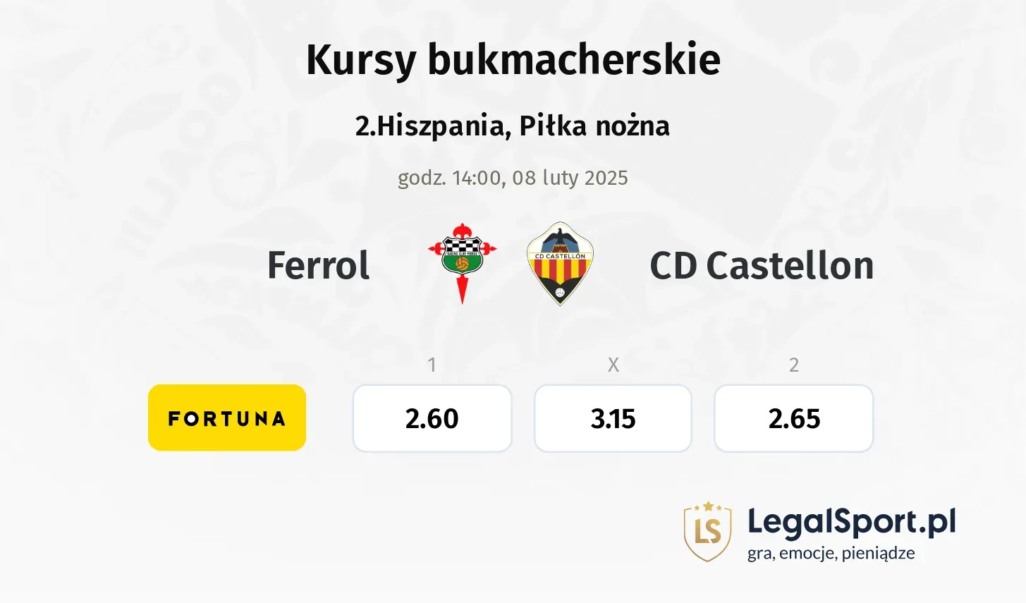 Ferrol - CD Castellon typy, kursy