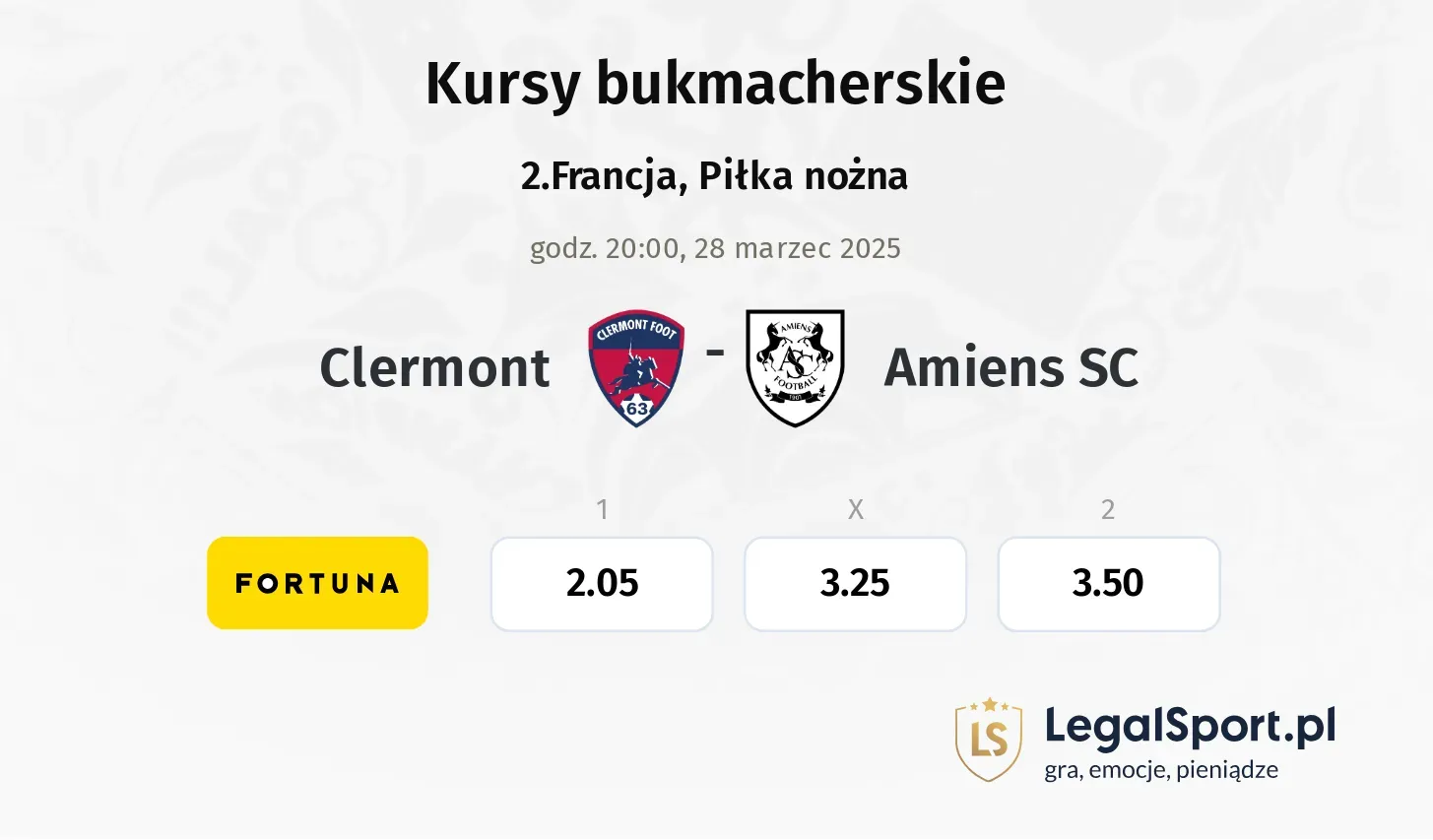 Clermont - Amiens SC typy, kursy