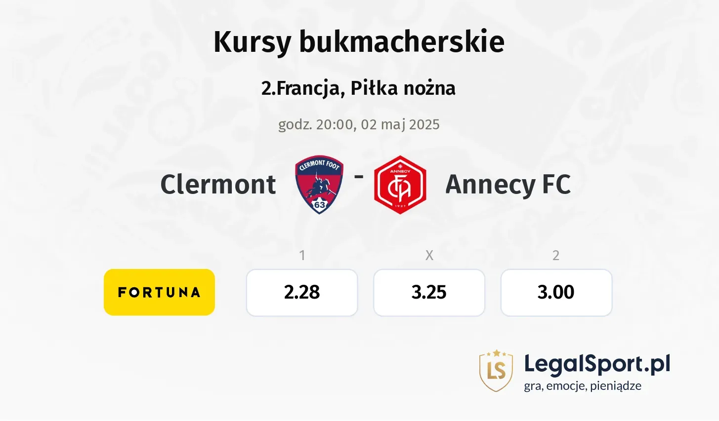 Clermont - Annecy FC typy, kursy