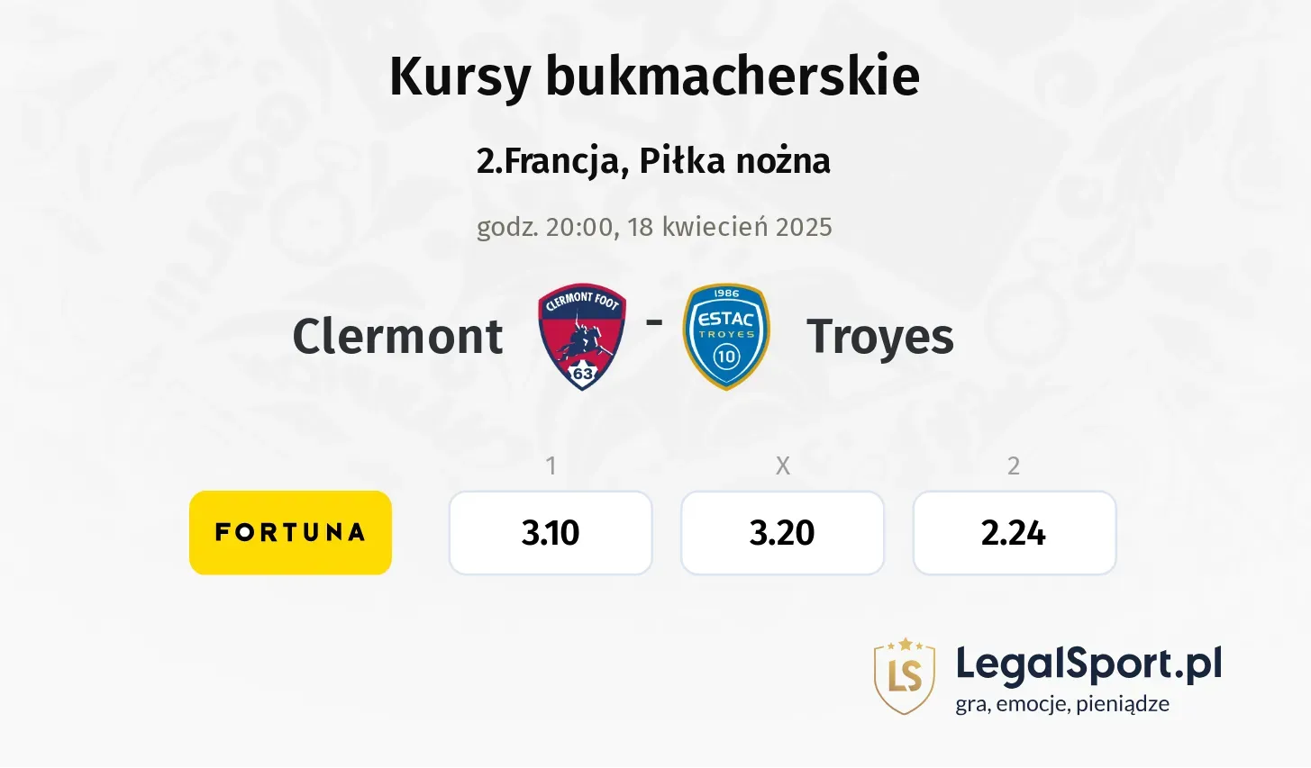 Clermont - Troyes typy, kursy