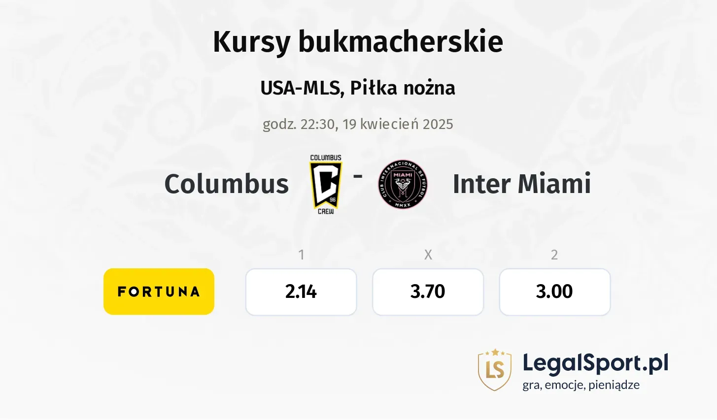 Columbus - Inter Miami typy, kursy