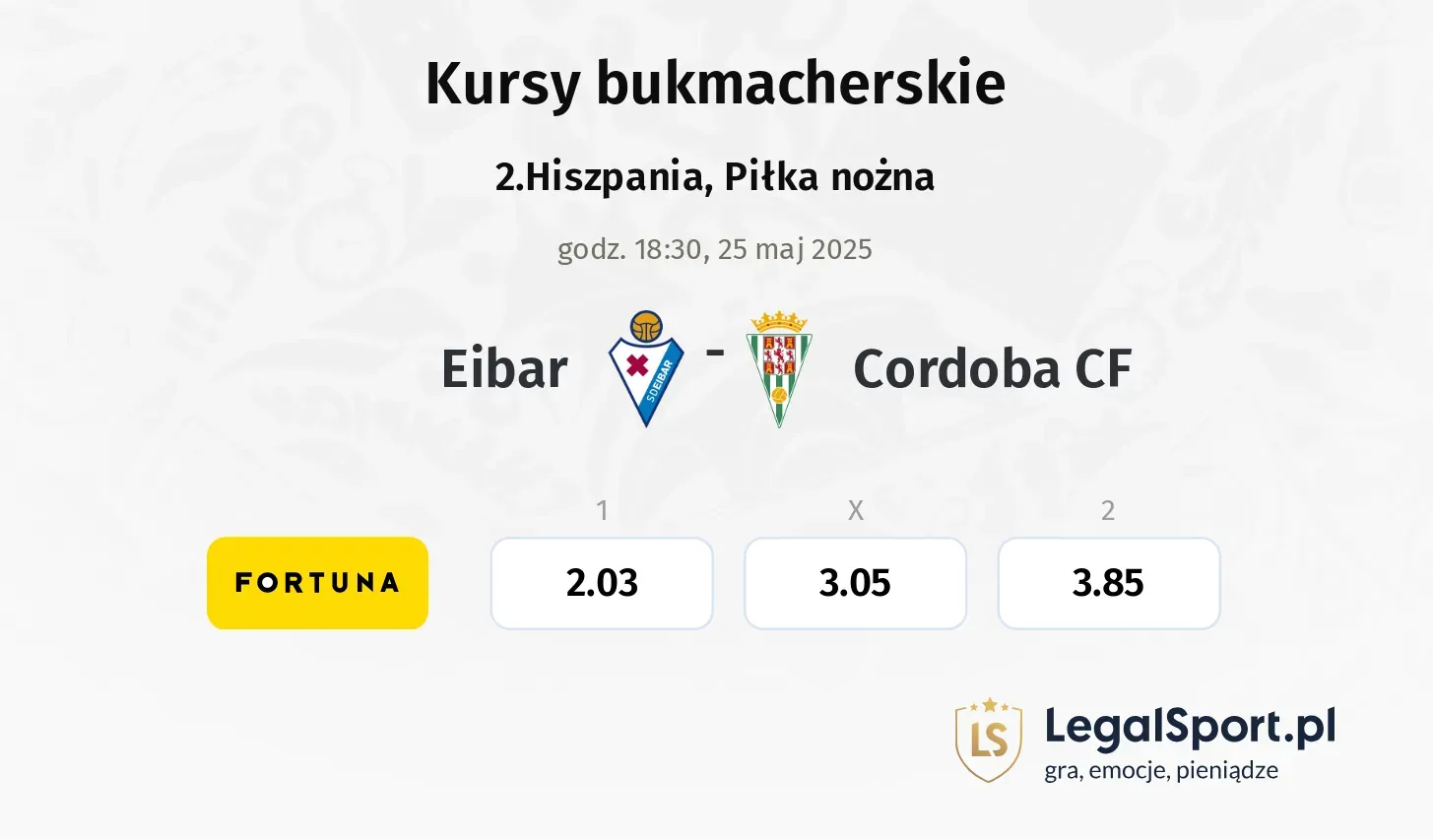 Cordoba CF - Eibar typy, kursy