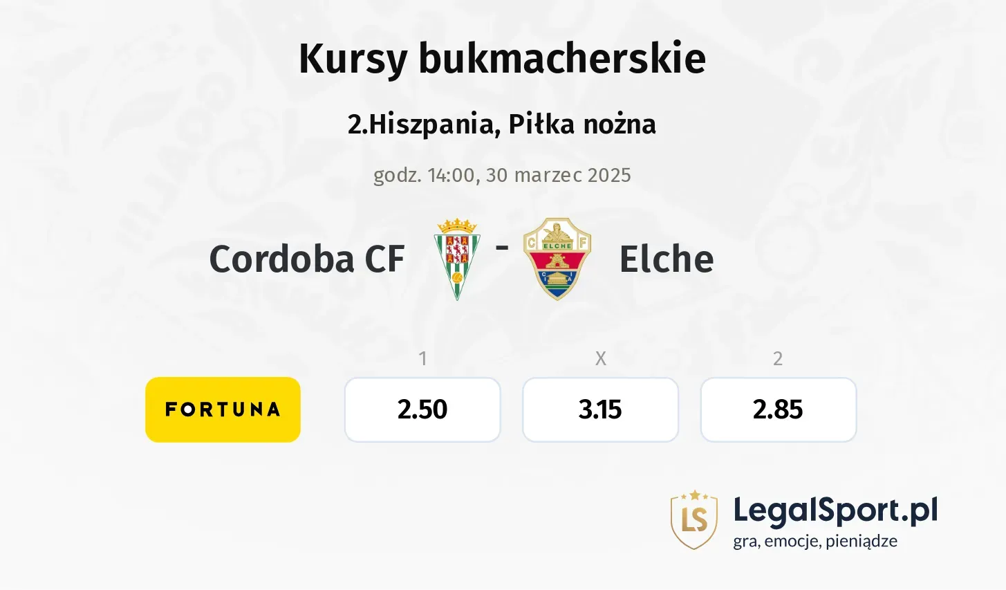 Cordoba CF - Elche typy, kursy