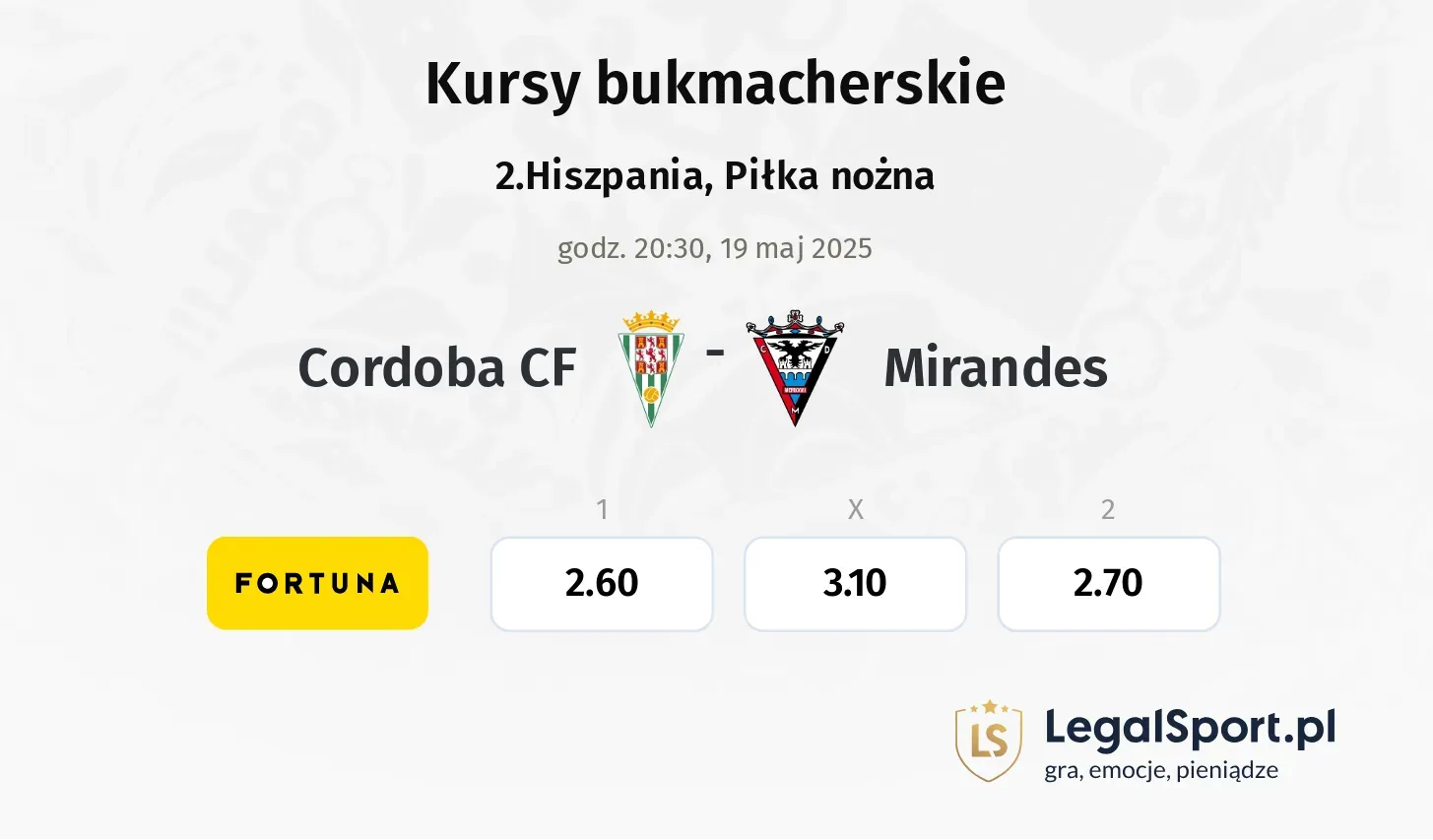 Cordoba CF - Mirandes promocje bonusy na mecz
