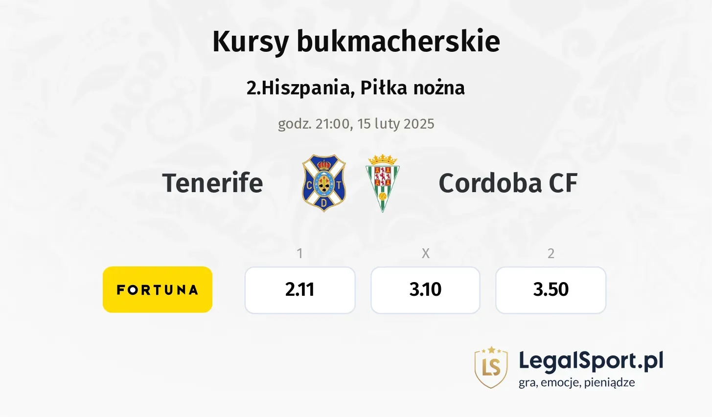 Tenerife - Cordoba CF typy, kursy
