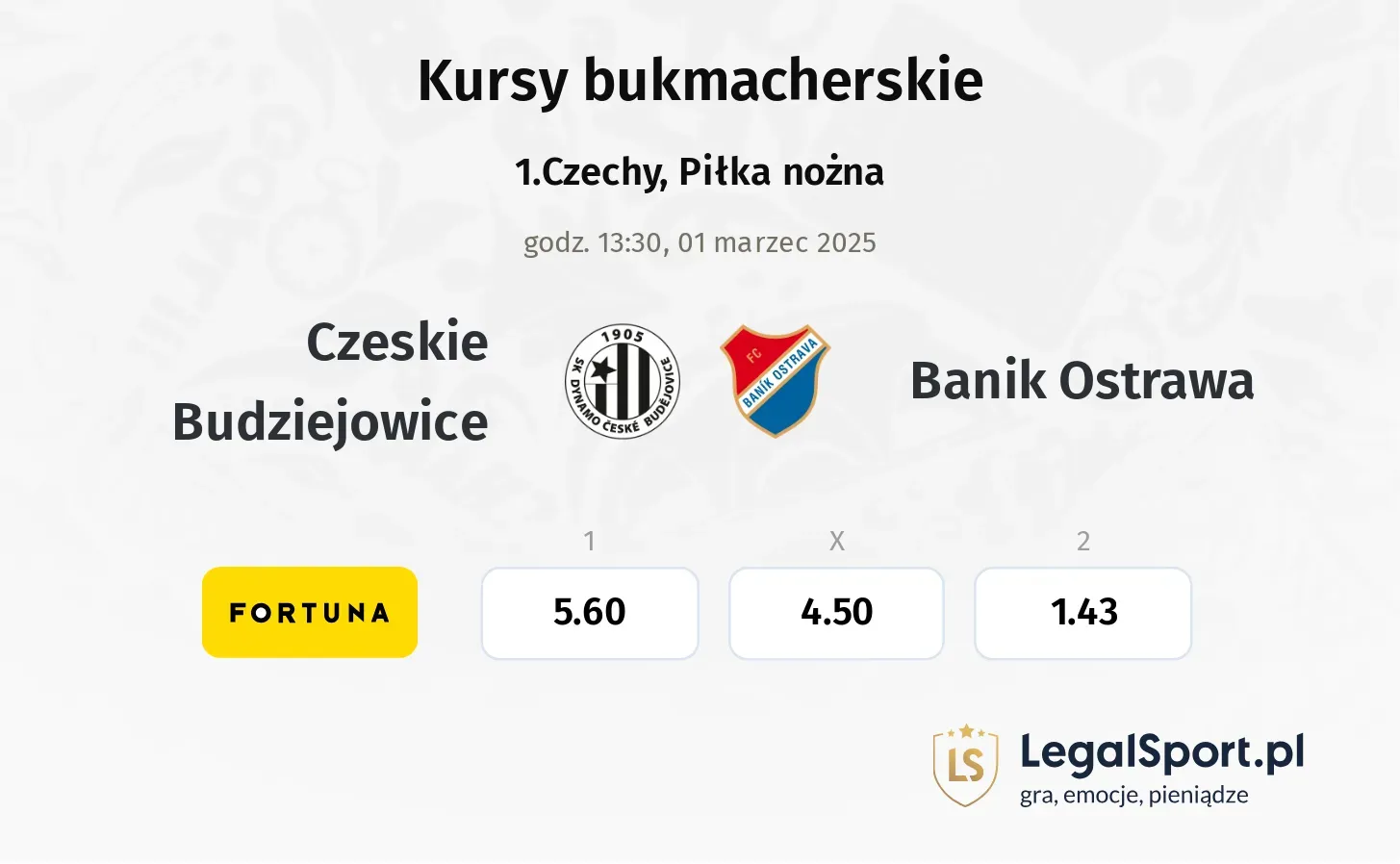 Czeskie Budziejowice - Banik Ostrawa typy, kursy