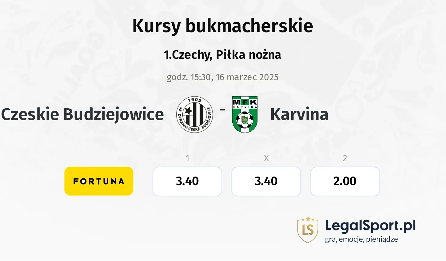 Czeskie Budziejowice - Karvina typy, kursy