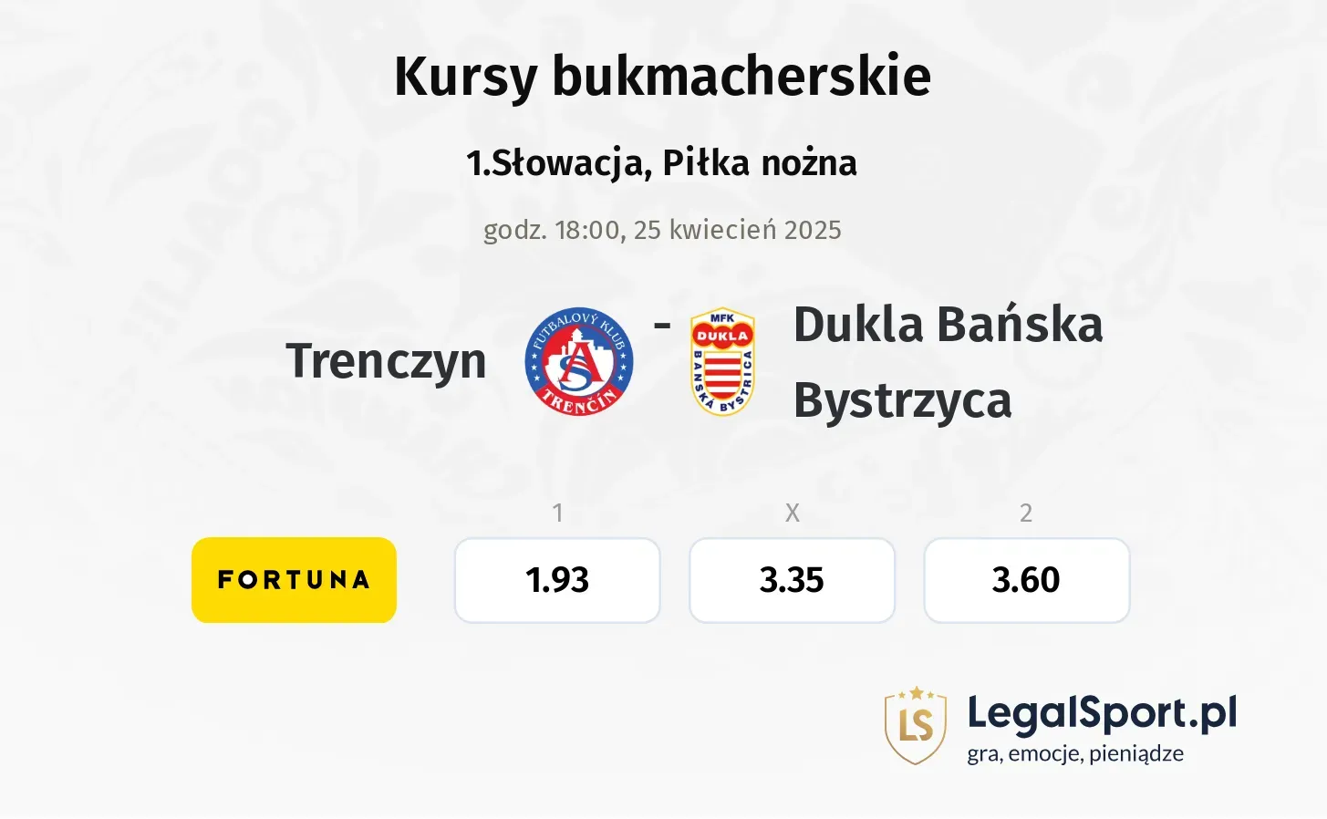 Trenczyn - Dukla Bańska Bystrzyca typy, kursy