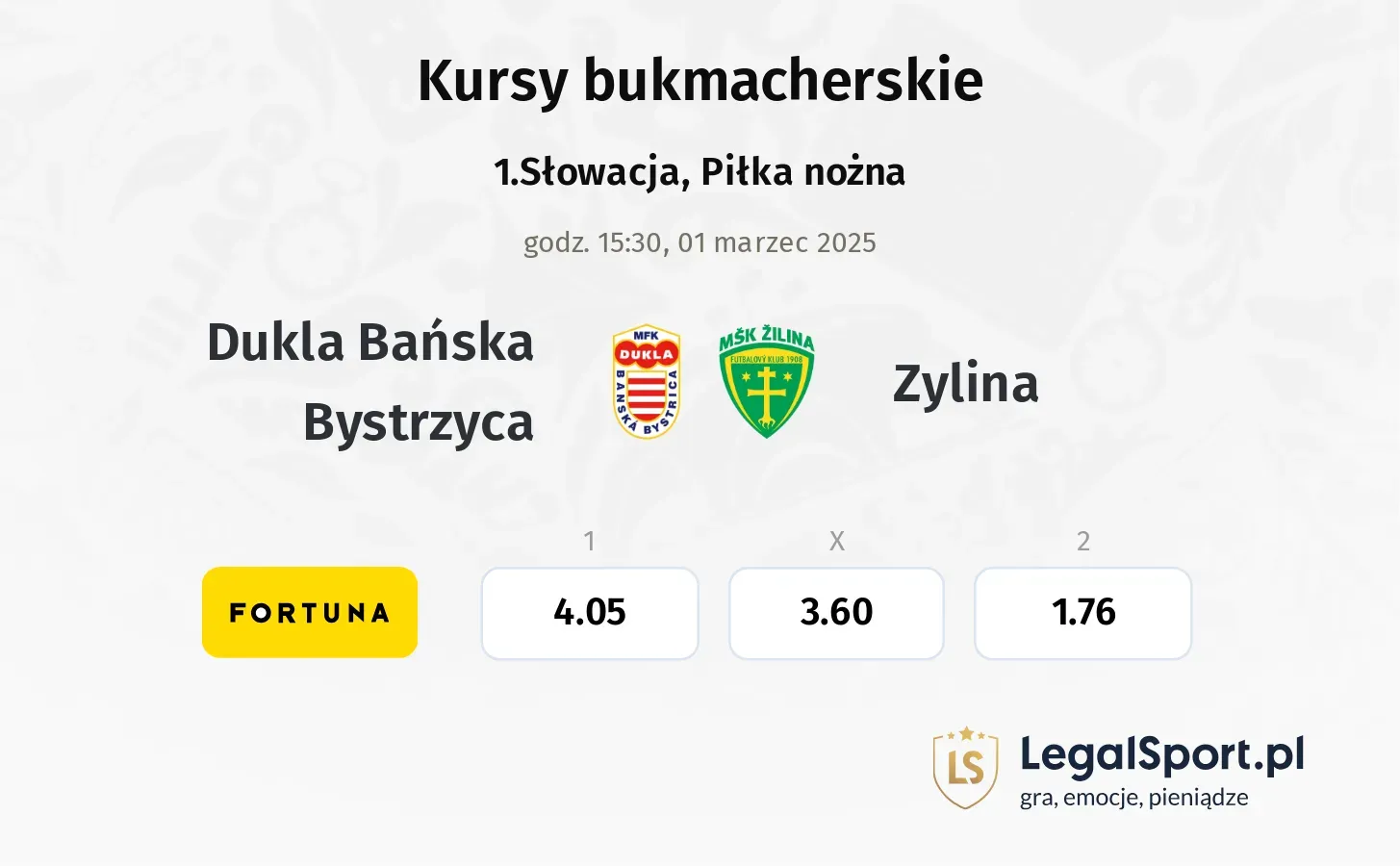Dukla Bańska Bystrzyca - Zylina typy, kursy
