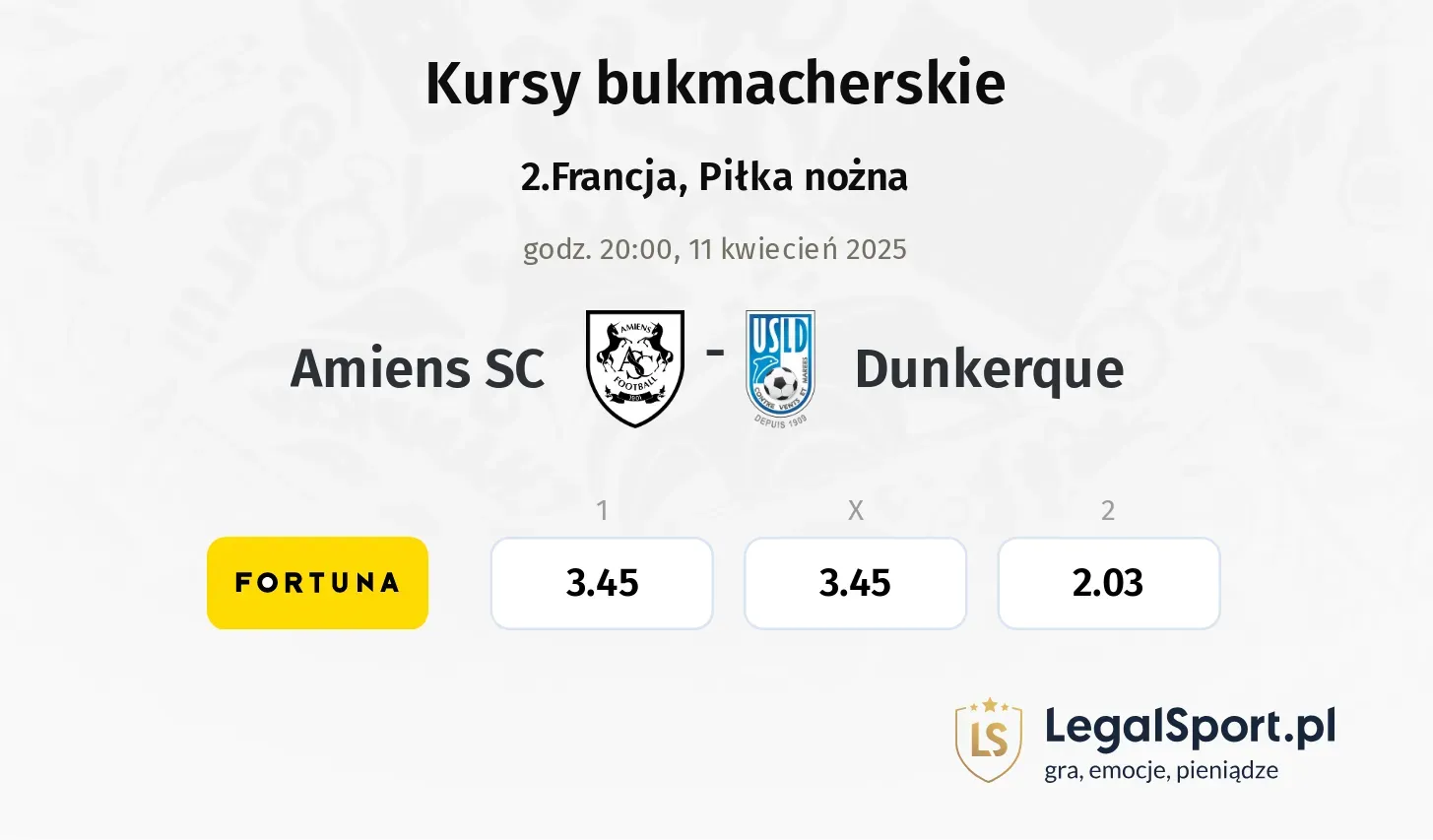 Amiens SC - Dunkerque typy, kursy