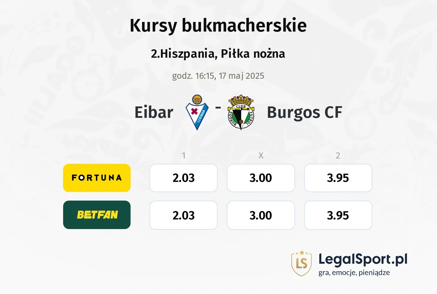 Eibar - Burgos CF promocje bonusy na mecz