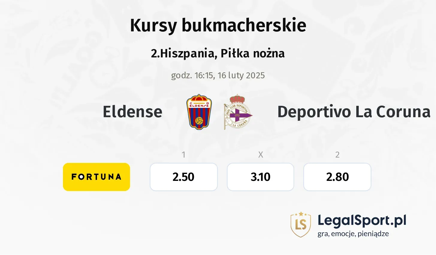 Eldense - Deportivo La Coruna typy, kursy