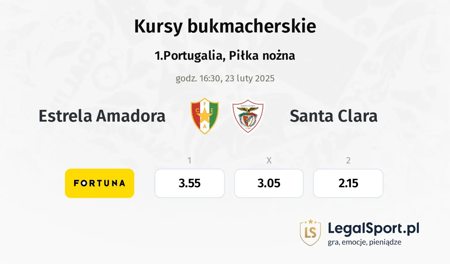 Estrela Amadora - Santa Clara typy, kursy