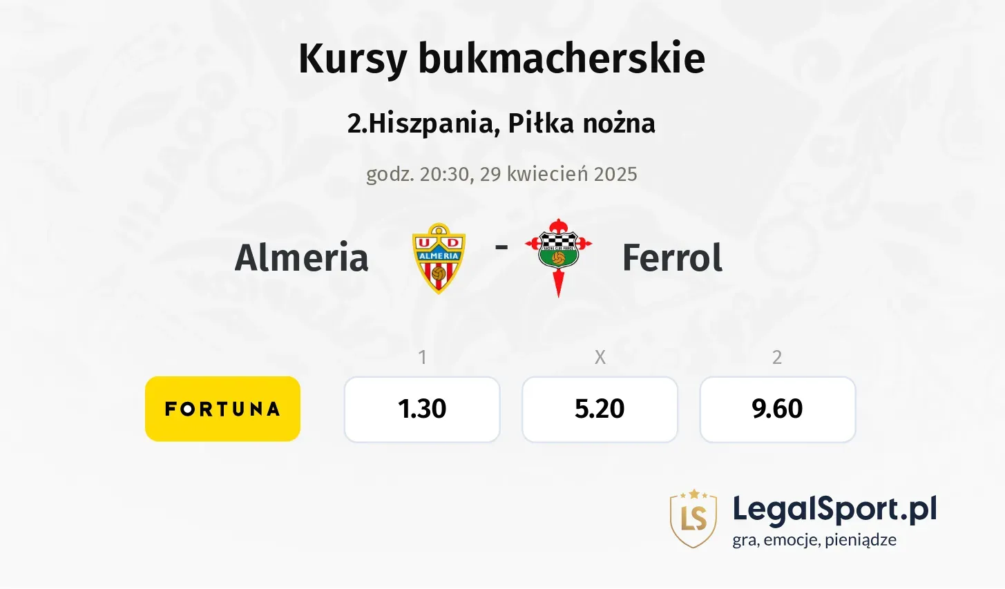 Almeria - Ferrol typy, kursy