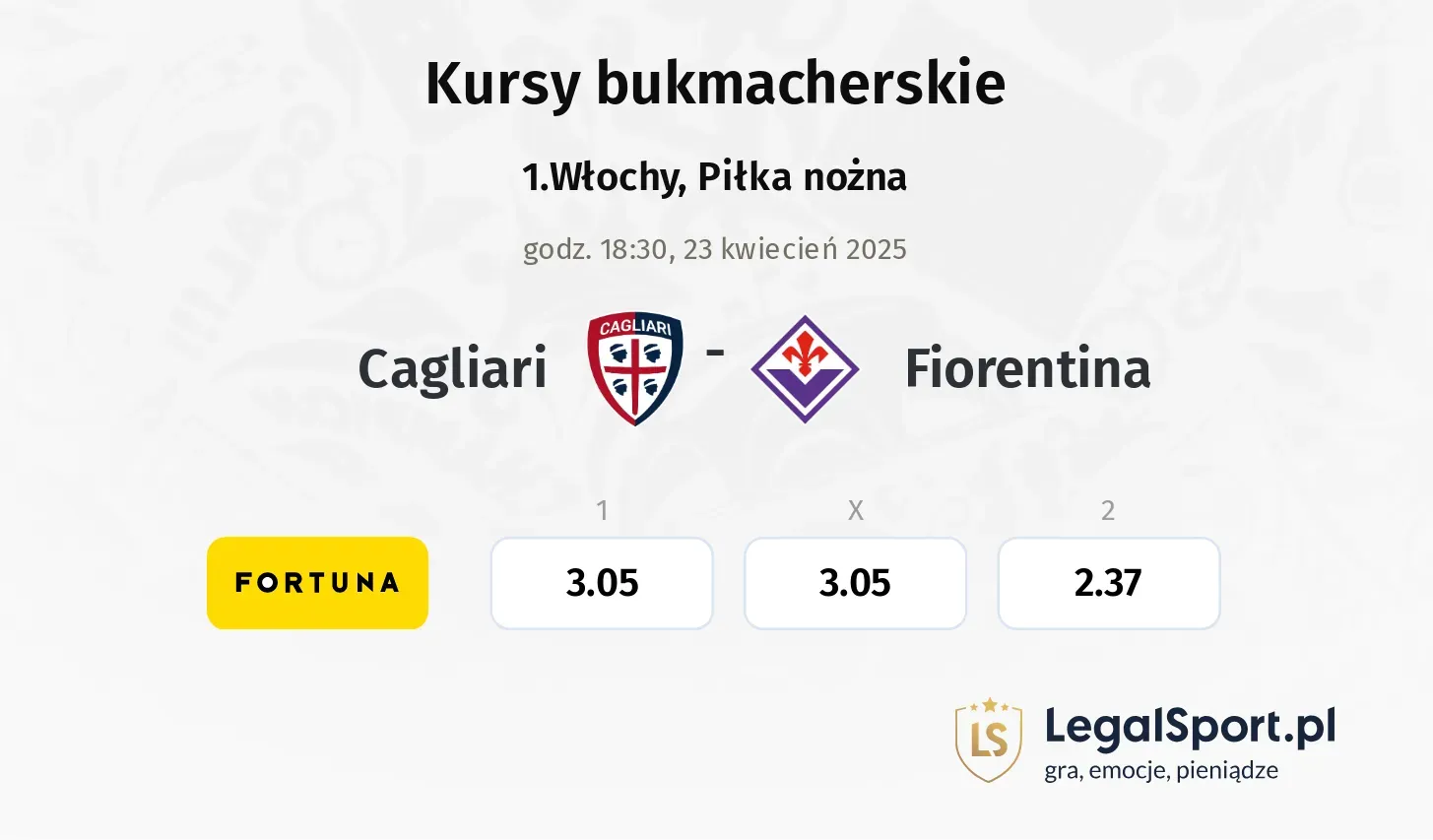 Cagliari - Fiorentina typy, kursy