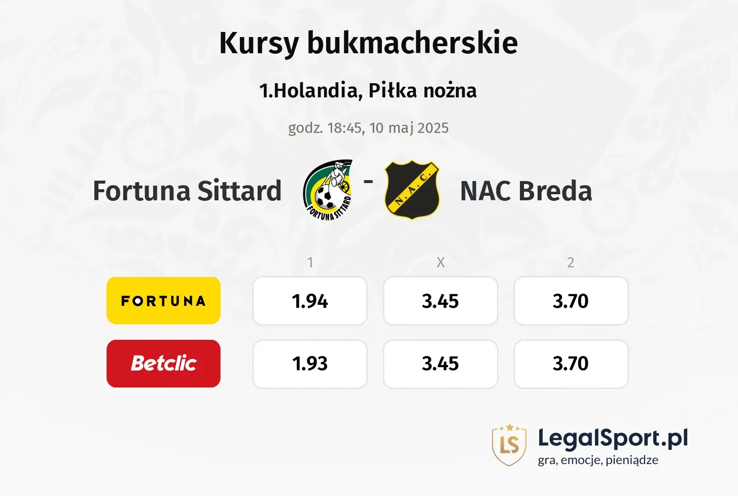 Fortuna Sittard - NAC Breda promocje bonusy na mecz