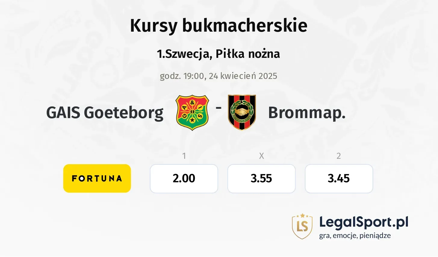 GAIS Goeteborg - Brommap. typy, kursy