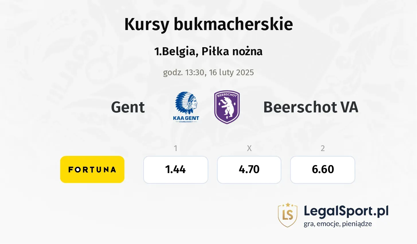 Gent - Beerschot VA typy, kursy