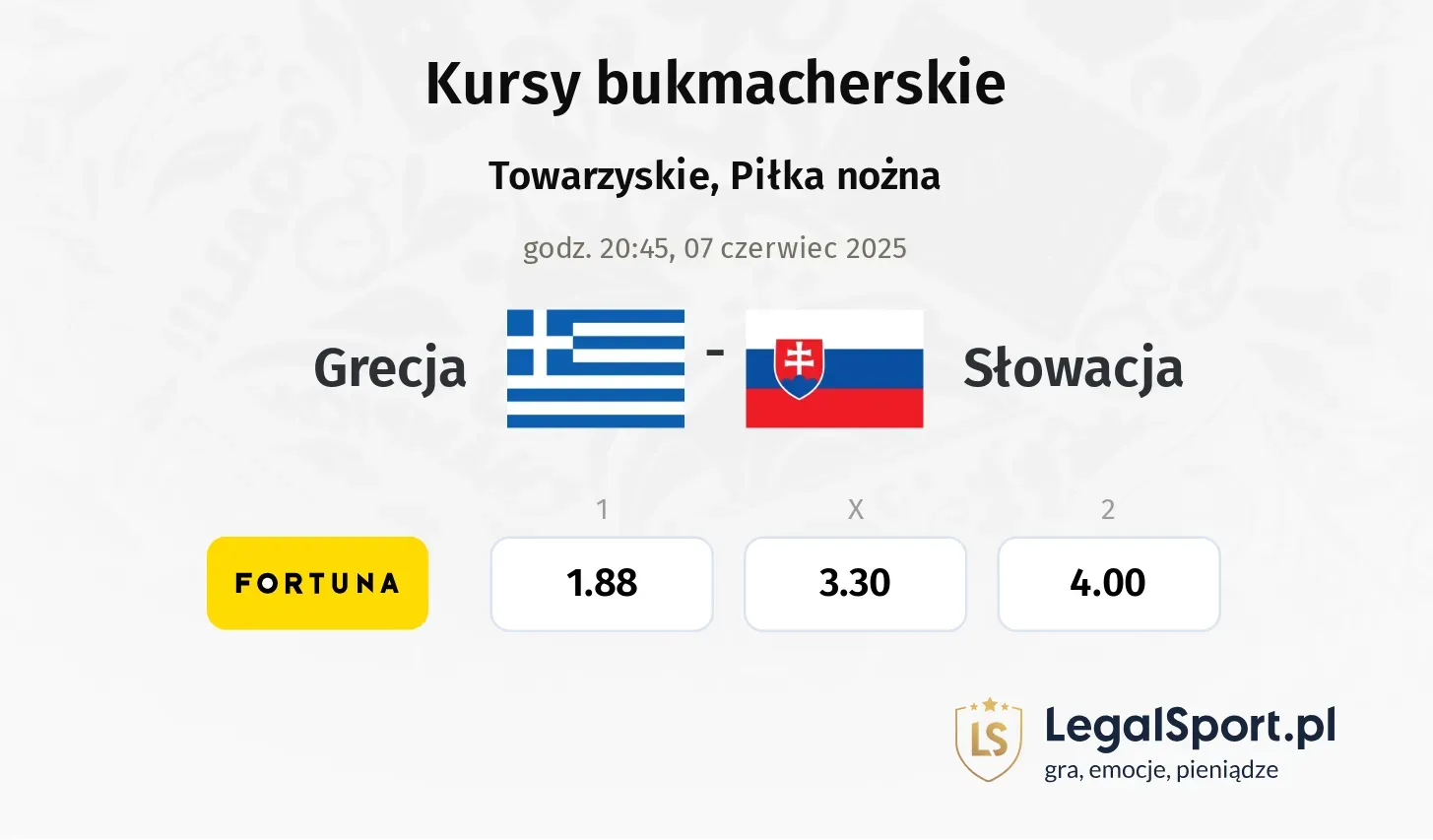 Grecja - Słowacja typy, kursy