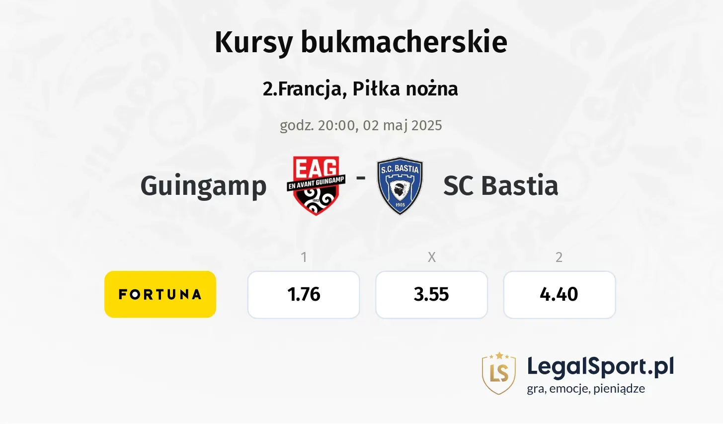 Guingamp - SC Bastia promocje bonusy na mecz