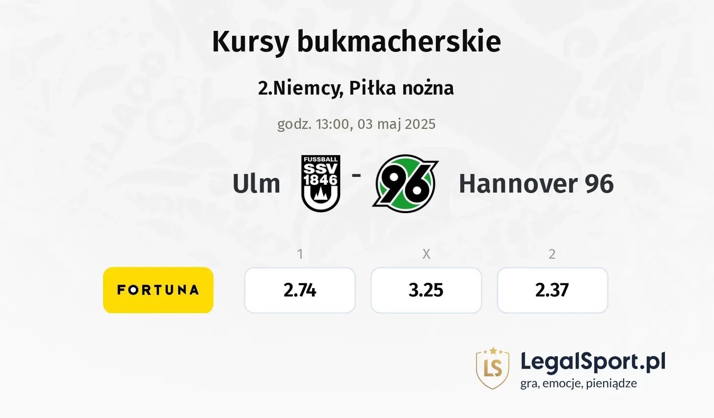Ulm - Hannover 96 typy, kursy