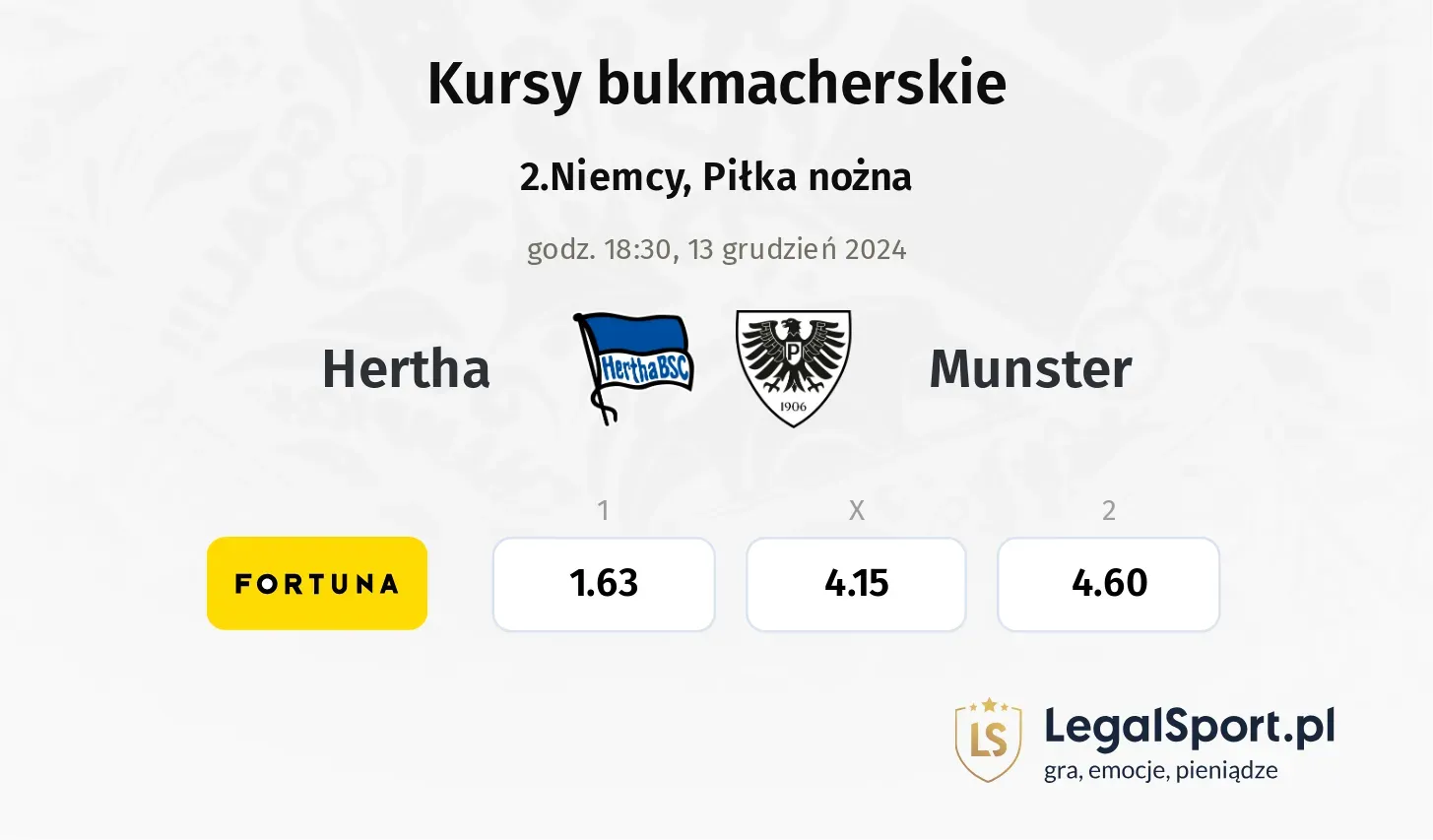 Hertha - Munster typy, kursy