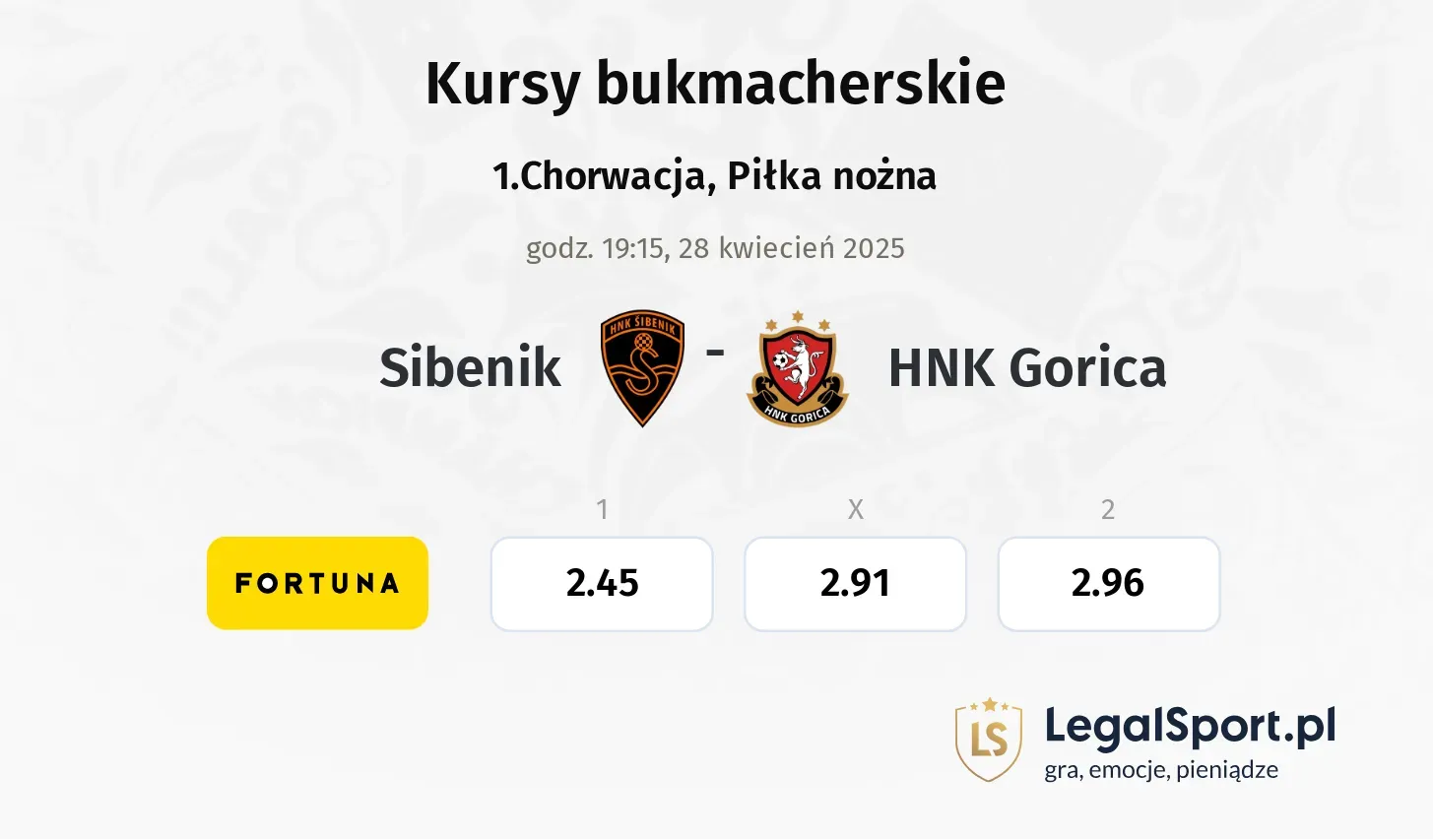 Sibenik - HNK Gorica typy, kursy