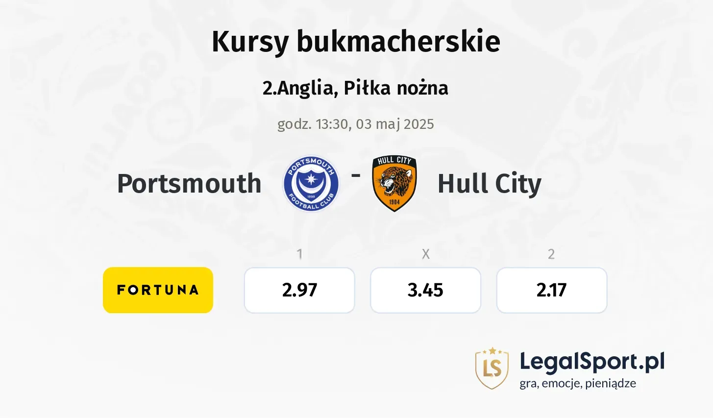 Portsmouth - Hull City typy, kursy