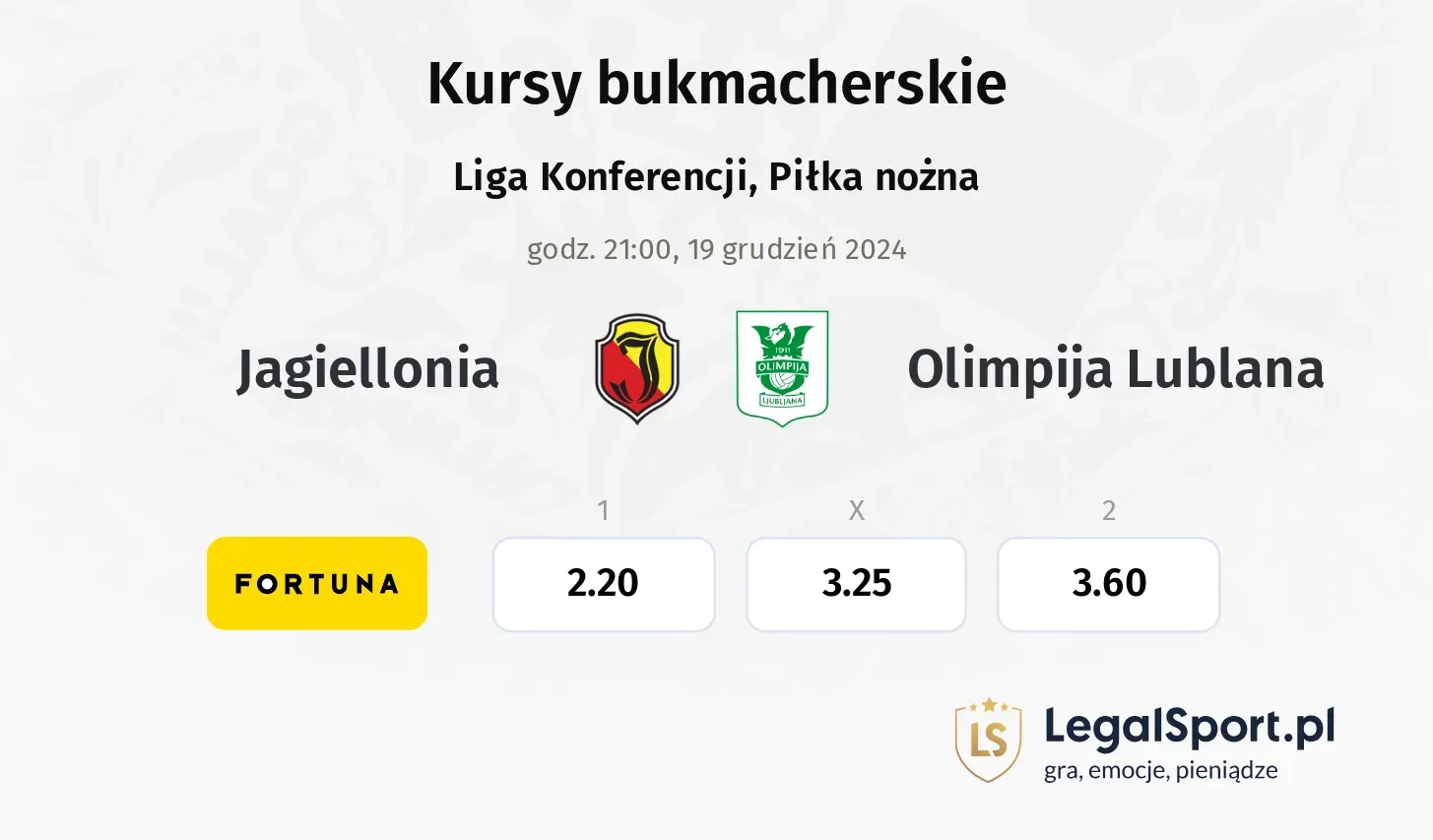 Jagiellonia - Olimpija Lublana typy, kursy ( 01.05.2025)
