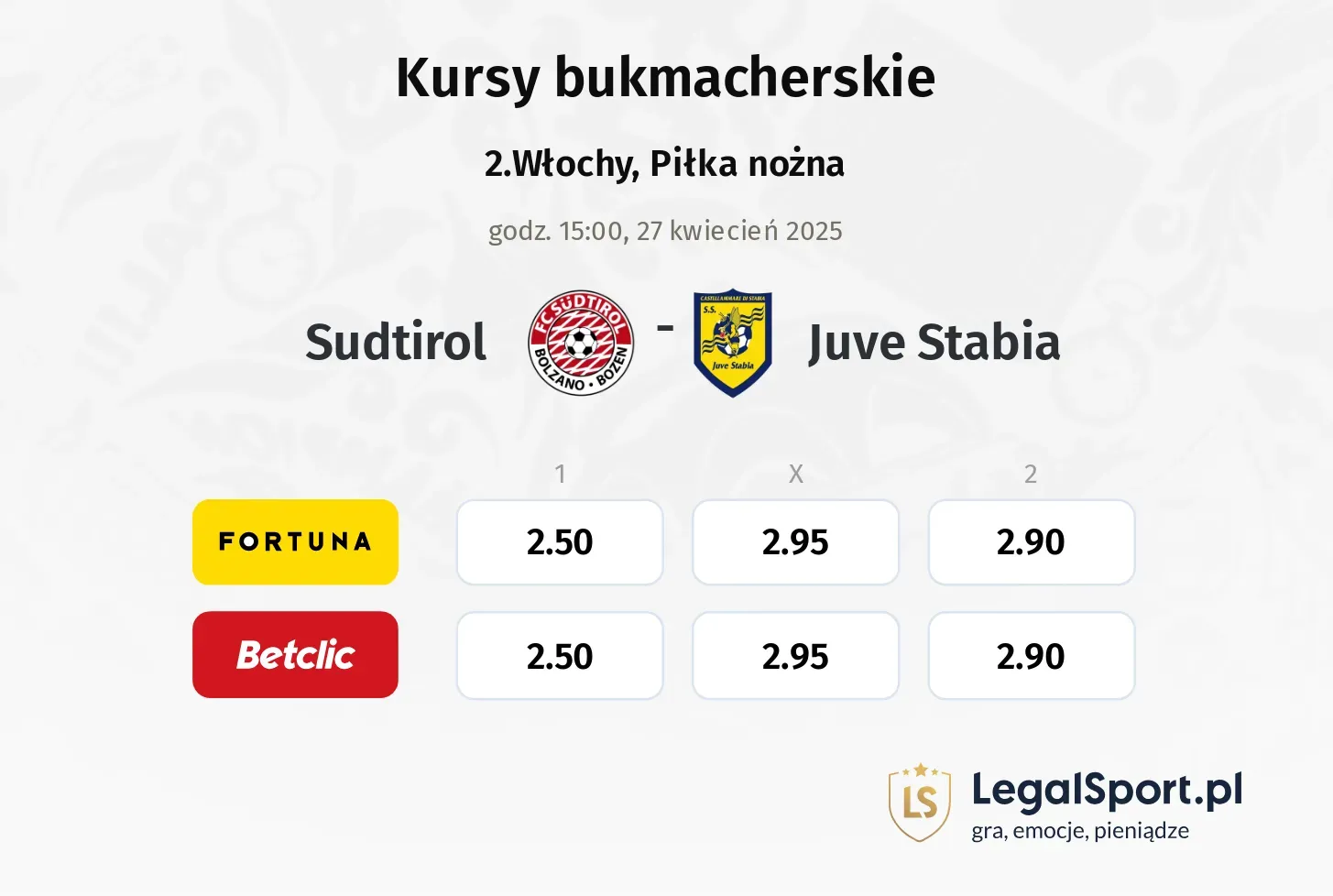 Sudtirol - Juve Stabia typy, kursy