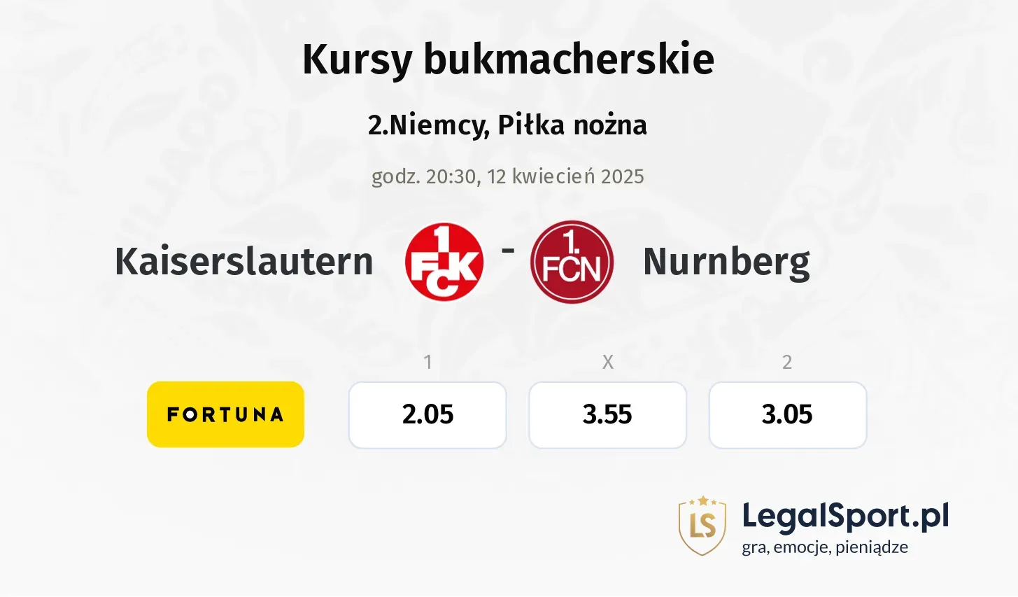 Kaiserslautern - Nurnberg typy, kursy
