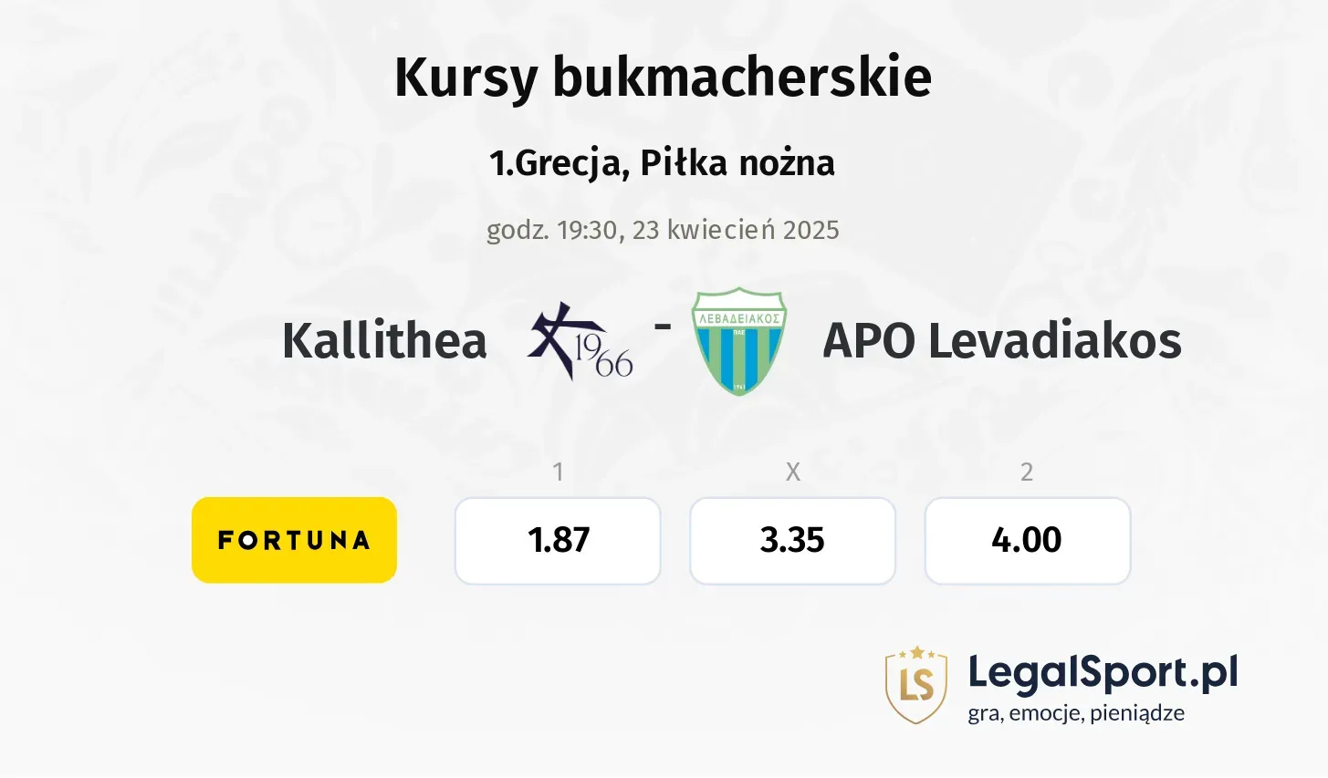 Kallithea - APO Levadiakos typy, kursy