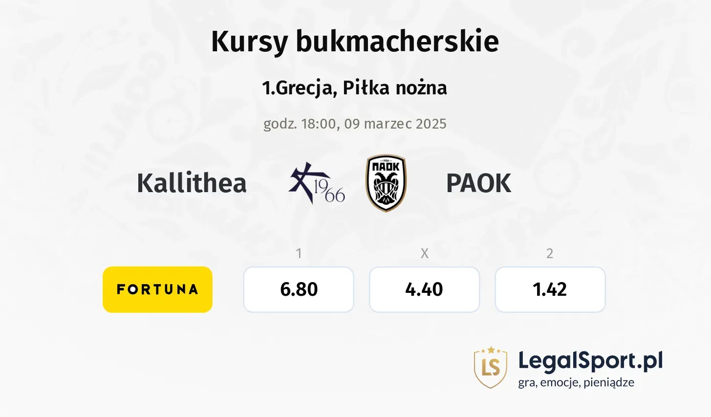 Kallithea - PAOK typy, kursy