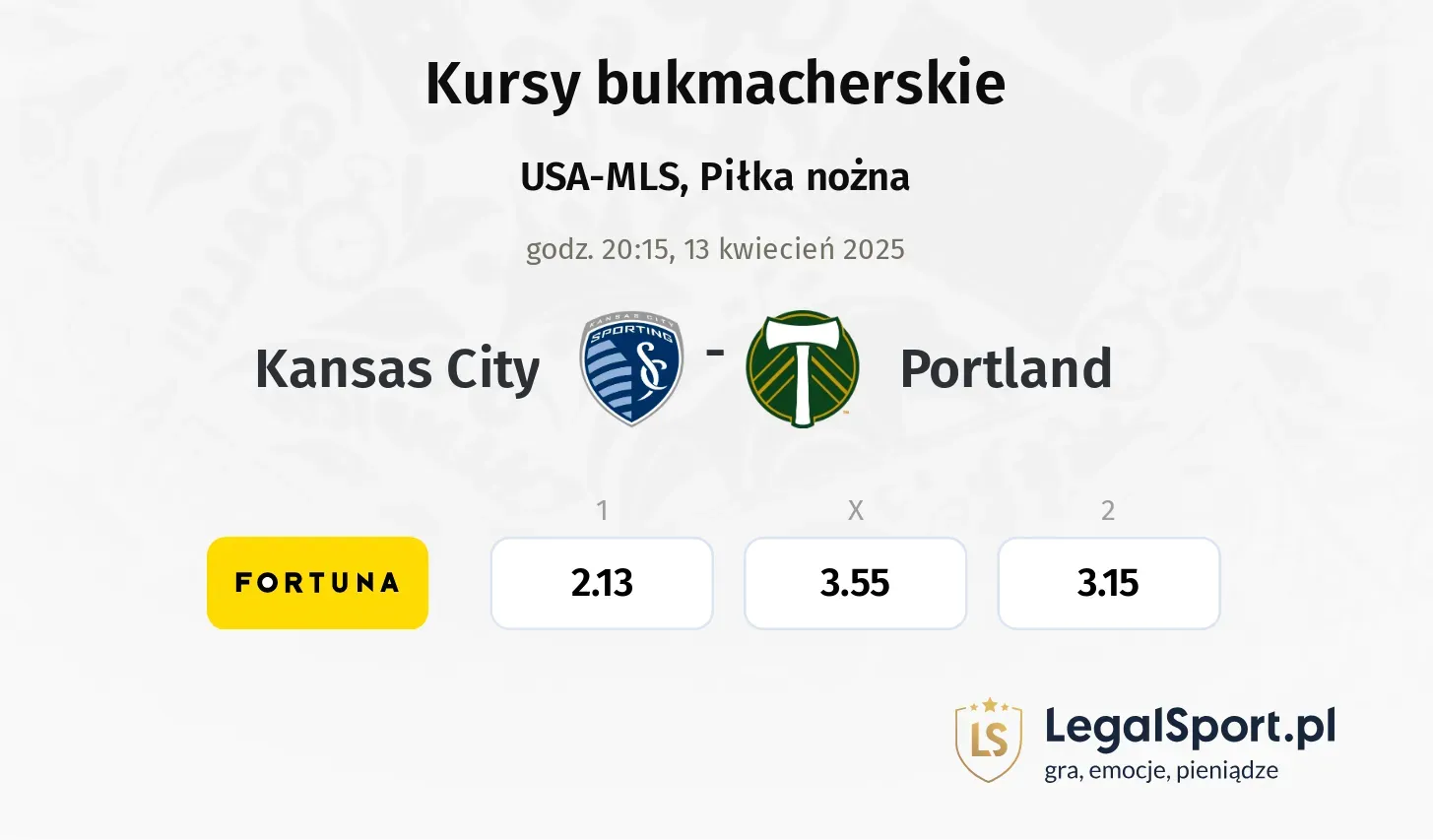 Kansas City - Portland typy, kursy