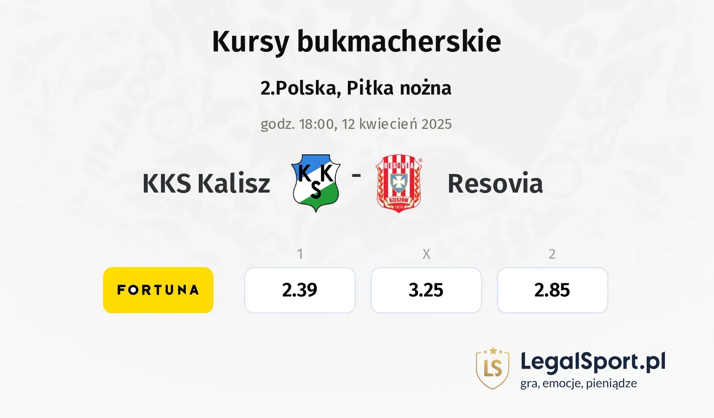 KKS Kalisz - Resovia typy, kursy